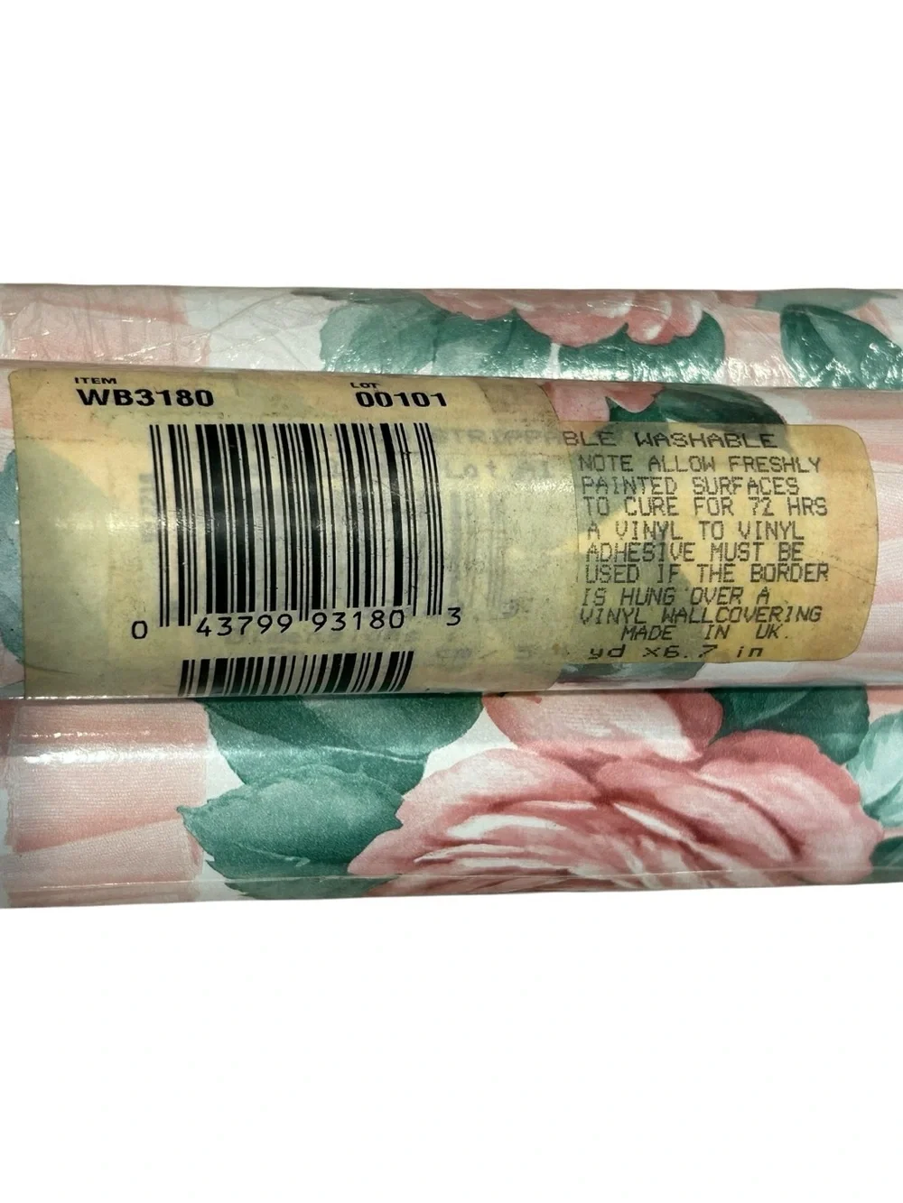 Vintage 80s 90s Floral Wallpaper Border Rolls in Pink and Green